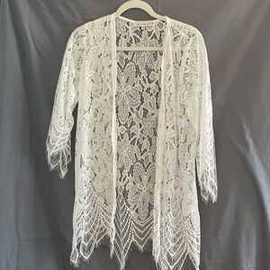 White Boho Chic  Lace Kimmo  Small